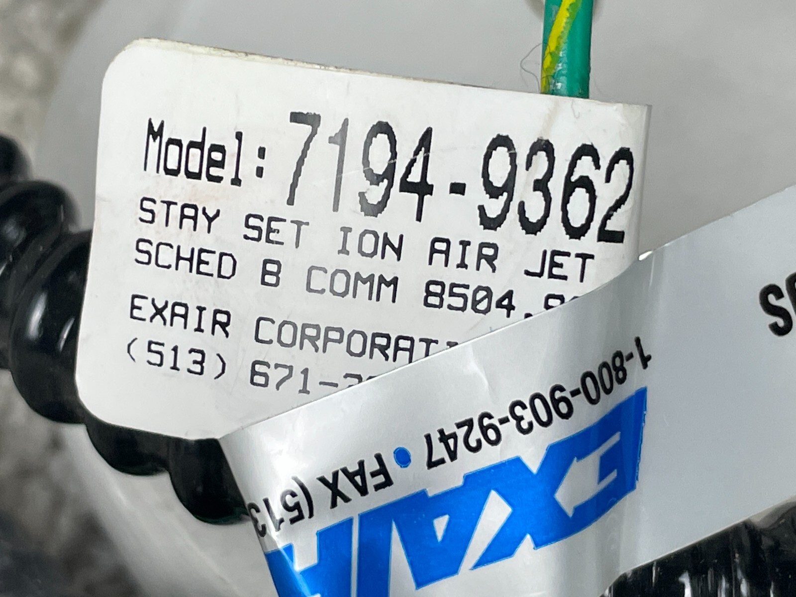 Exair 7194-9362 Ion Air Jet w/ Stay Set Flexible Hose & Mag Base