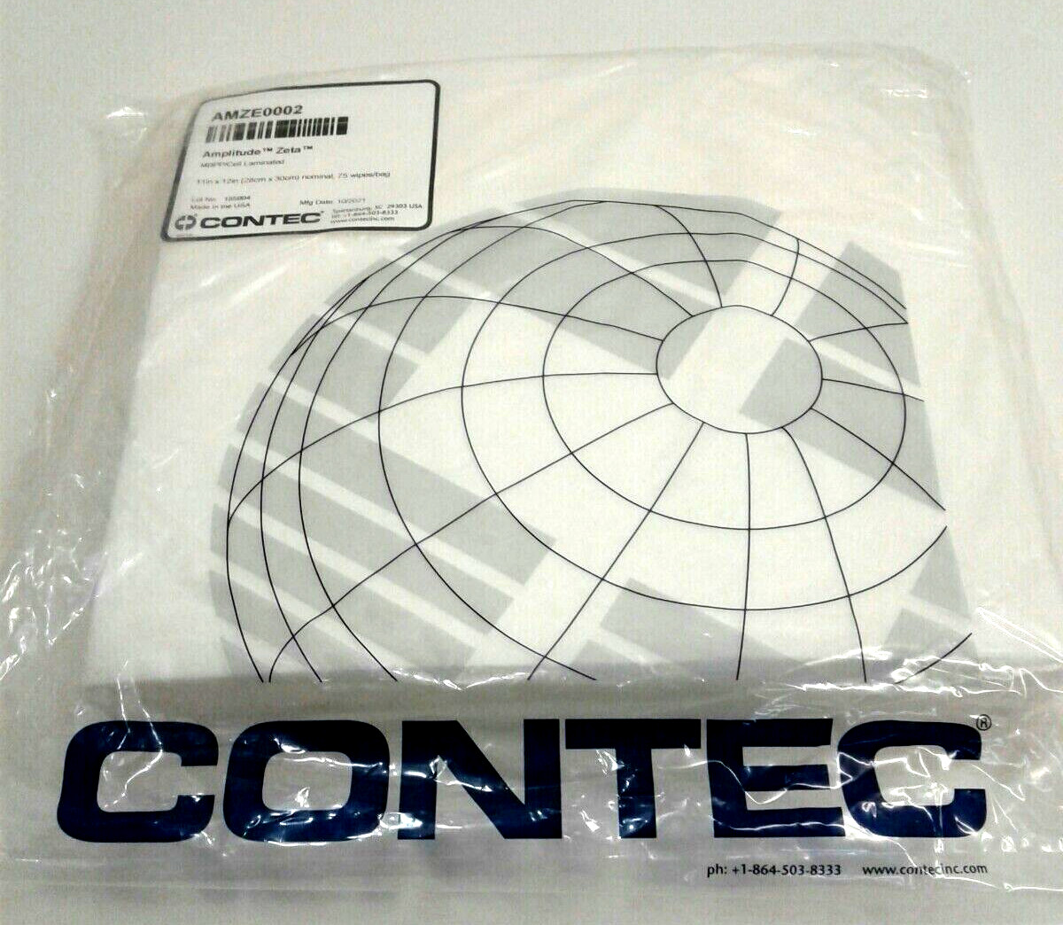 Contec AMZE0002 Amplitude Zeta MBPP / Cell Laminated 11″ x 12″ Wipes Bag Of 75