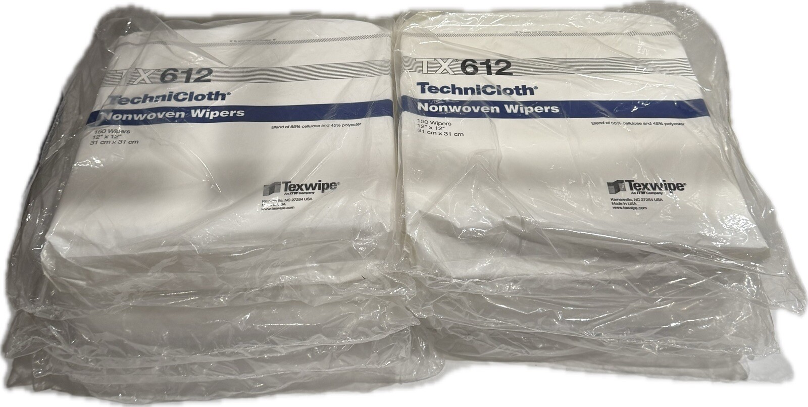 8 Bags TechniCloth TX612 Dry Nonwoven Cleanroom Wipers 12″ x 12″, 150 Wipers/Bag