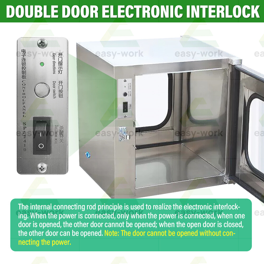 Stainless Cleanroom Tech Pass Through Cleanroom Equipment Electronic Interlock