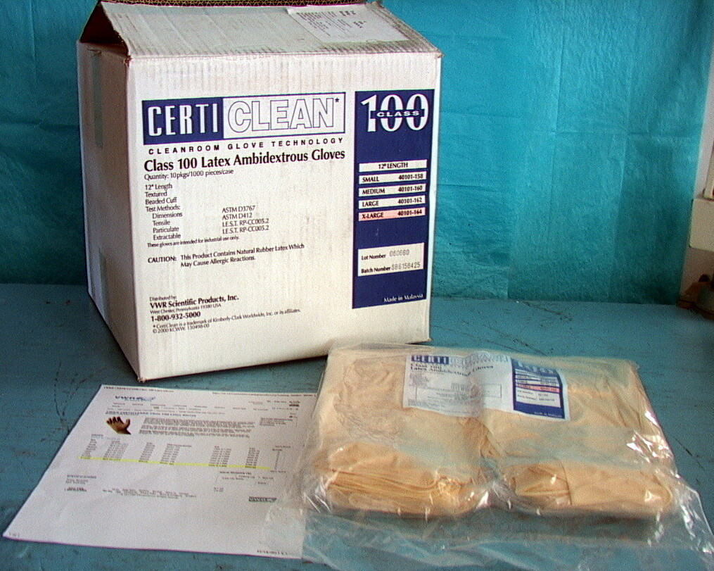 CERTICLEAN CLASS 100 LATEX AMBIDEXTROUS GLOVES 12″ X-LARGE 40104-164 1000/CASE