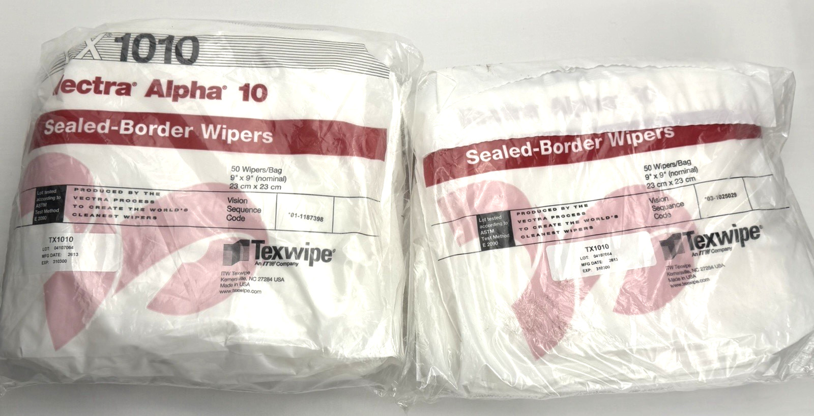 Lot of 200 Texwipe TX1010 Vectra Alpha 10 Dry Cleanroom Wipers Non-Sterile 9″x9″