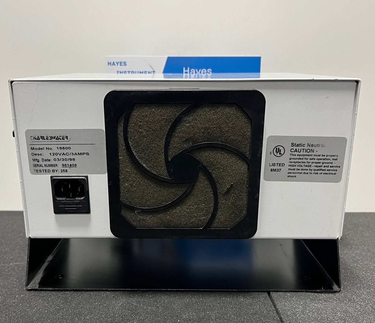 Charles Water 19500 High Output Benchtop Ionizer / Blower, Fully Tested Good!!