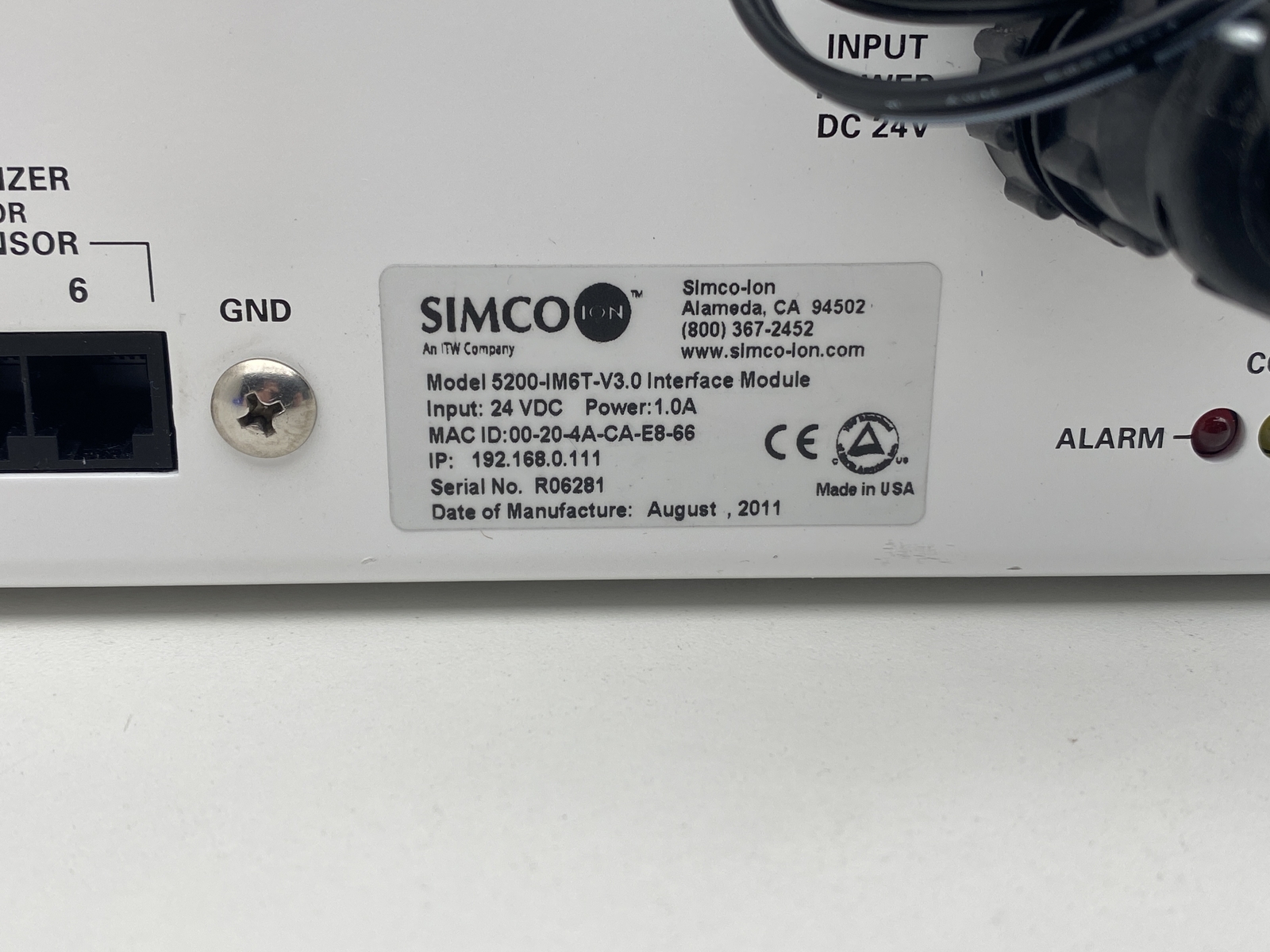 Ion Systems Simco Ion Aerobar 5225 5200-IM6T 64″ Ionizer Bar and Interface