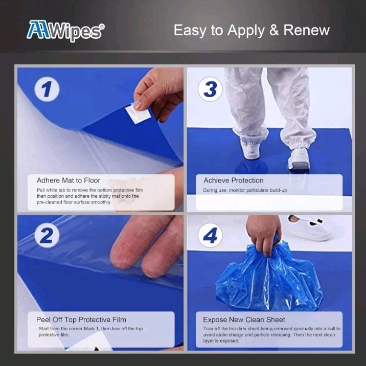 Cleanroom Sticky Mats Tacky Pads 24″ X 36″ 10 Packs Of 30–300 Sheets Total