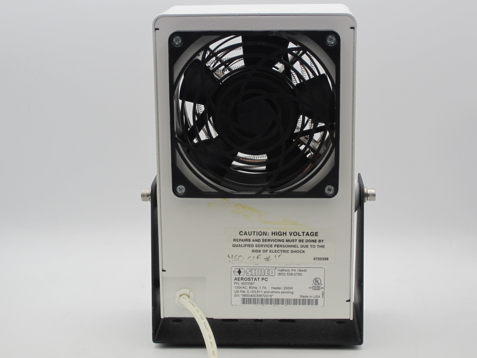 SIMCO Aerostat PC Ionizing Air Blower Ionizer Model 4003367