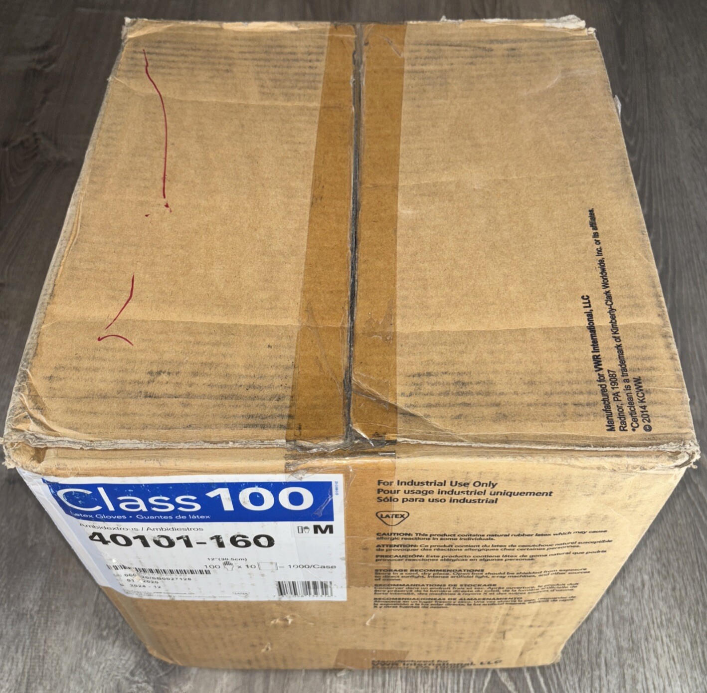(QTY 1000) VWR International CertiClean 40101-160 Class 100 Latex Gloves, Size M