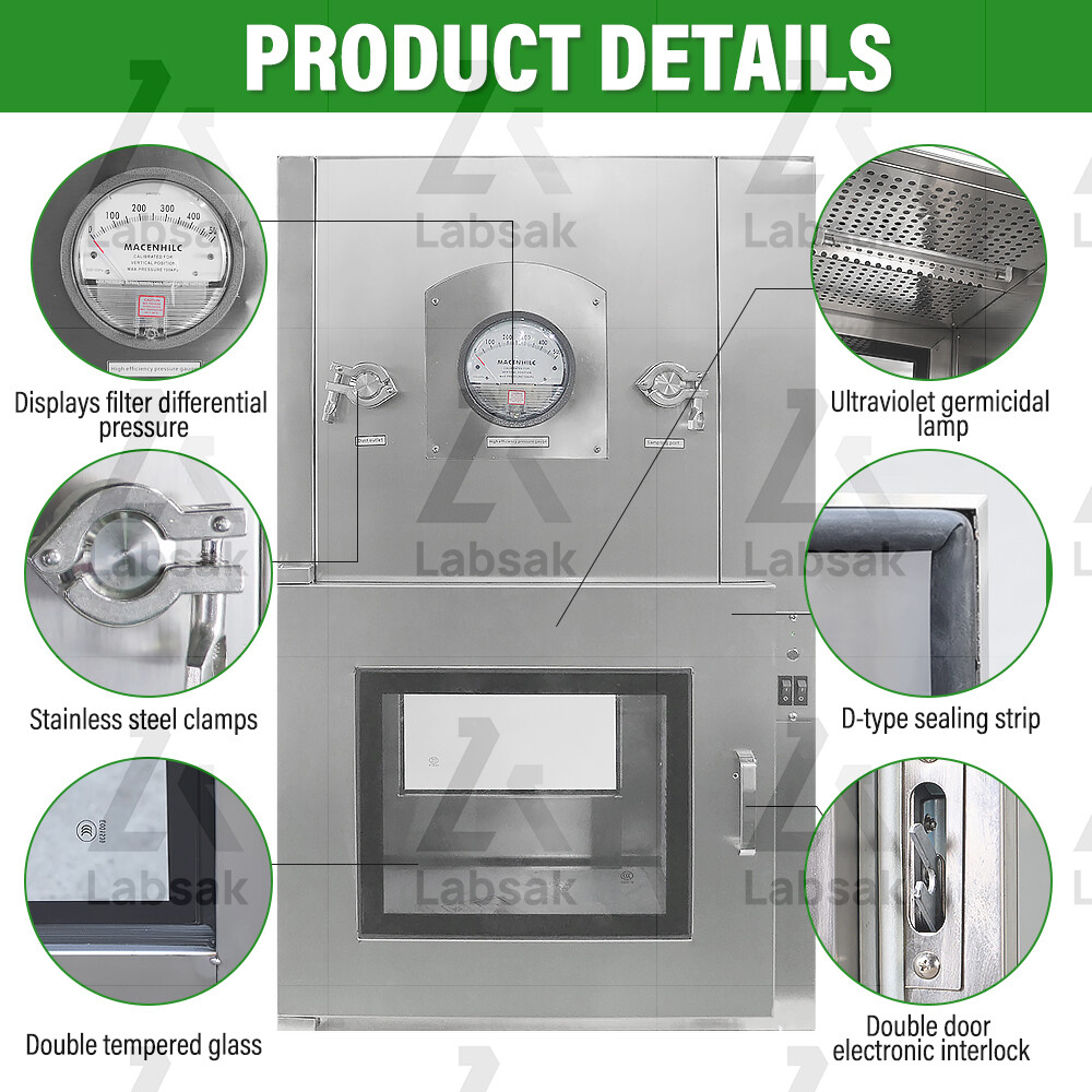 304 Stainless Transfer Window Cleanroom Transfer Cabinet Interlocking Transfer