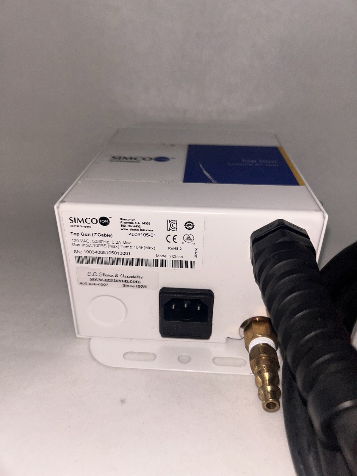 Simco Ionizing Air Gun &Controller 4005105-01
