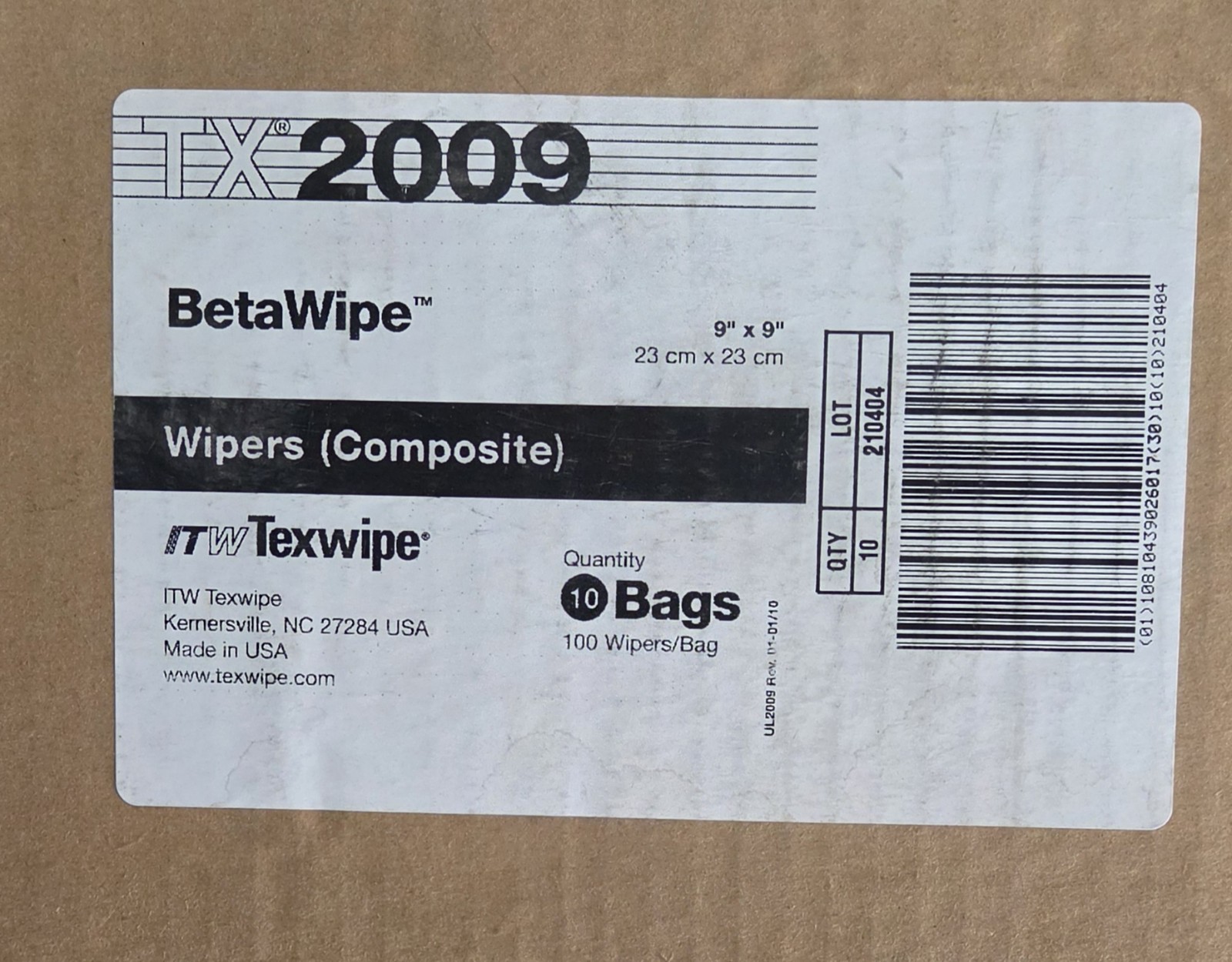 Texwipe TX2009 BetaWipe Composite Cleanroom Wipers 9×9 Polypropylene & Cellulose