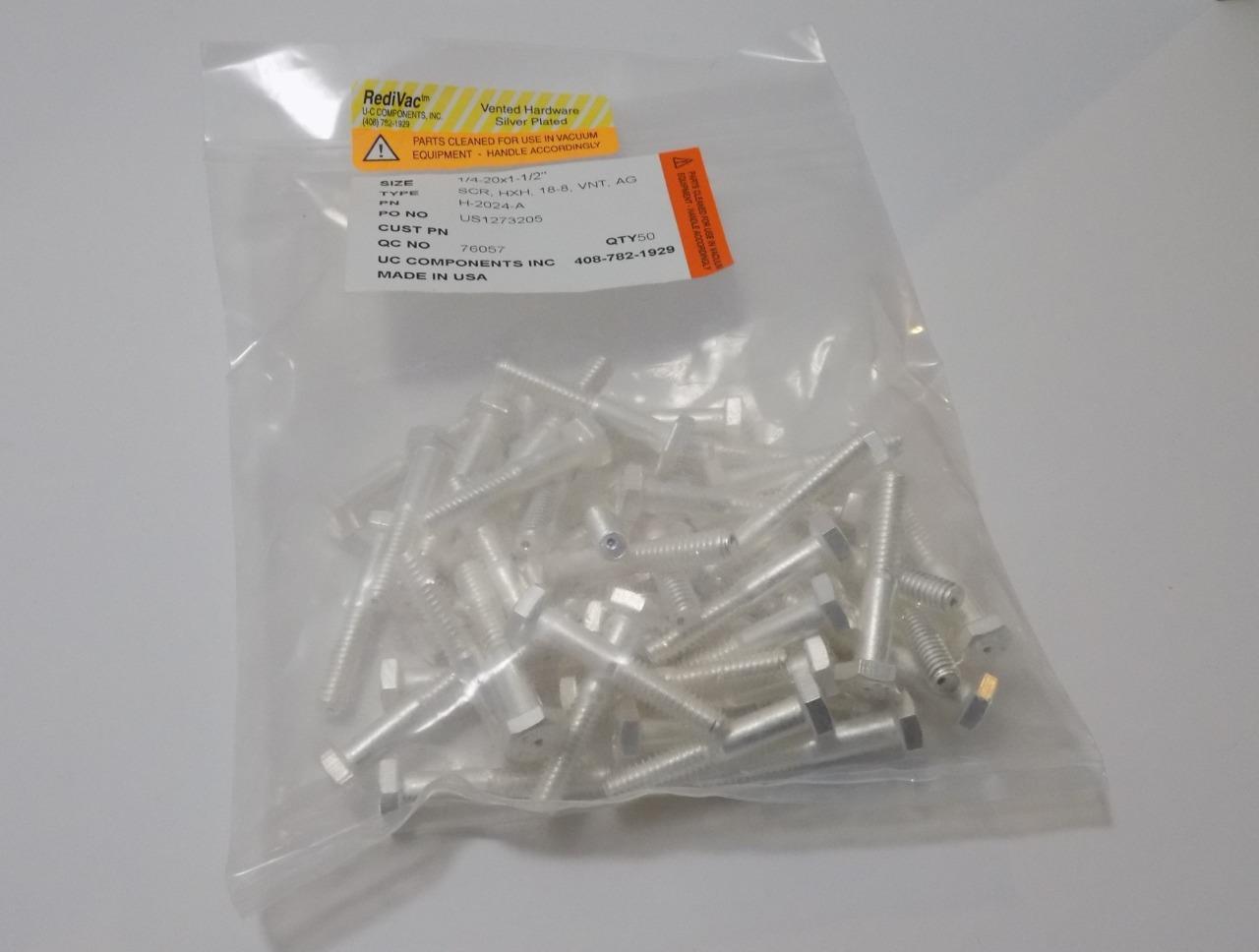 UC Components H-2024-A Silver Plated Clean Room Bolts 1/4-20X1 1/2″ 50-Pack