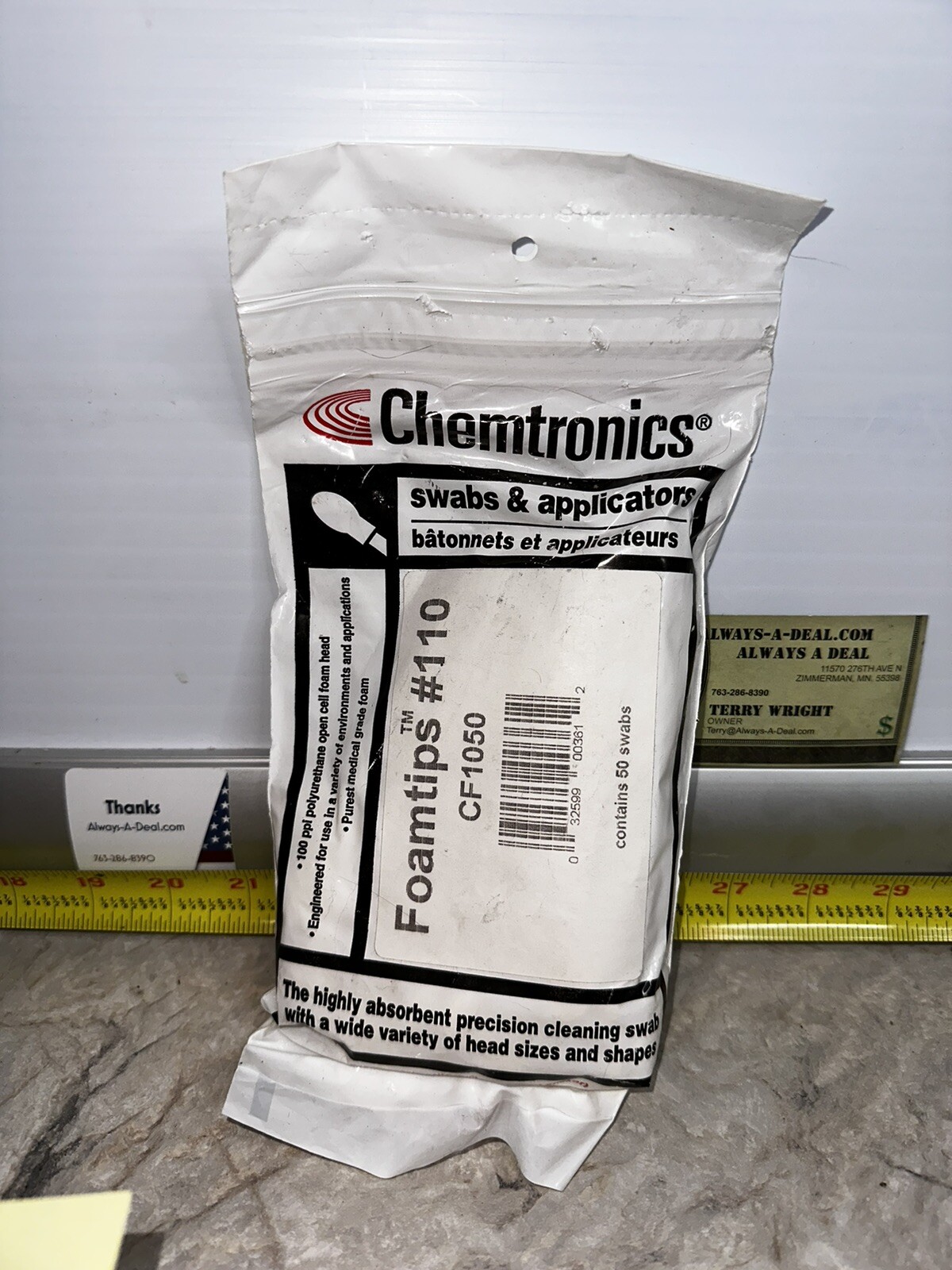 Chemtronics #110 FoamTip Swab Pure Medical Grade Lint Free Clean CF-1050 50 Pk