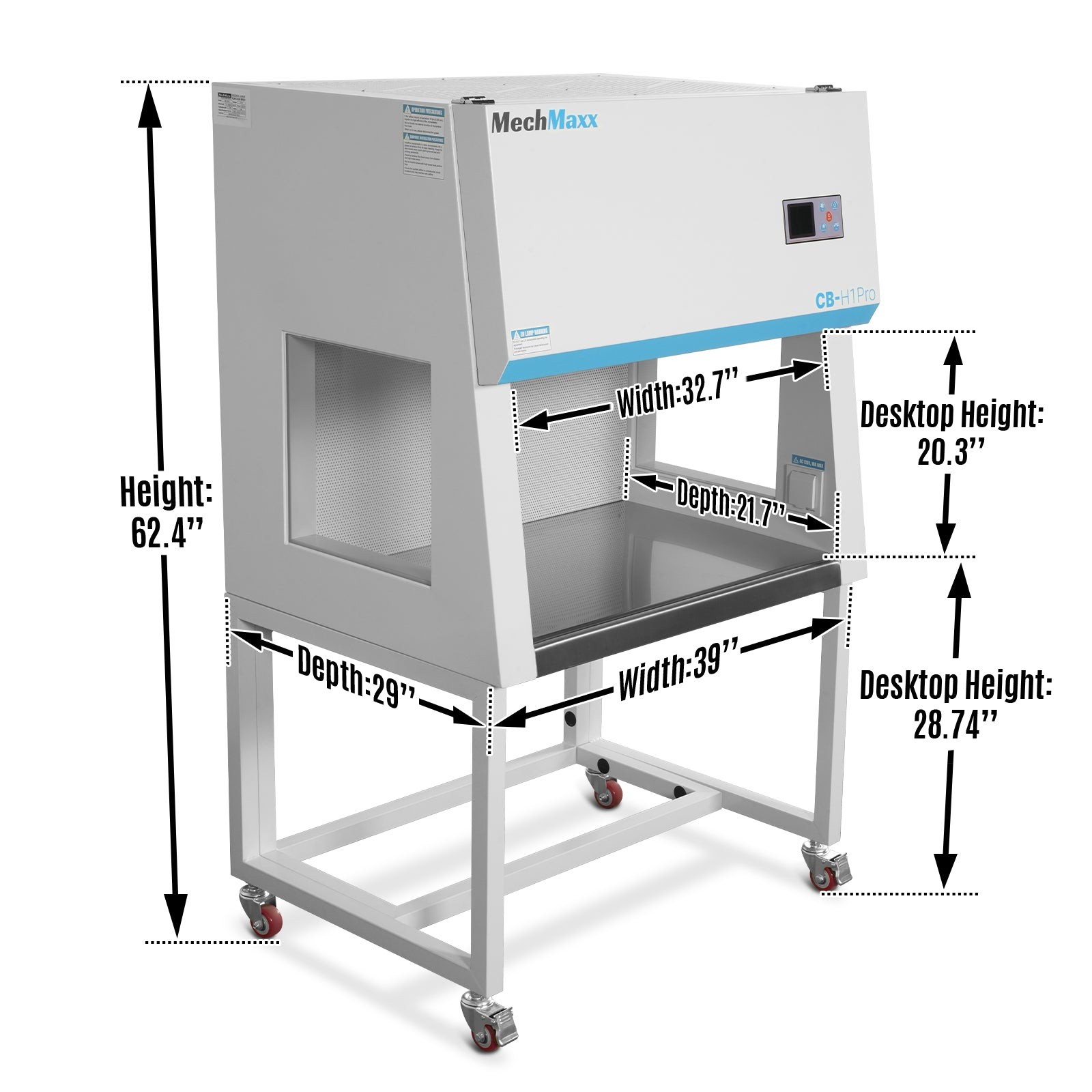 39” Horizontal Laminar Flow Clean Bench With HEPA&UV, ISO Class 5, CB-H1Pro