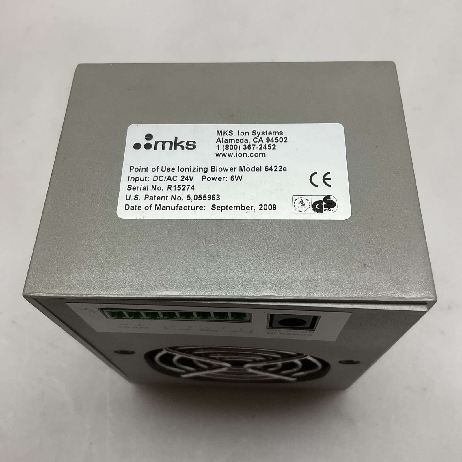 MKS 6422E Point Of Use Ionizing Blower 24v AC/DC 6 Watts *MISSING HANDLE