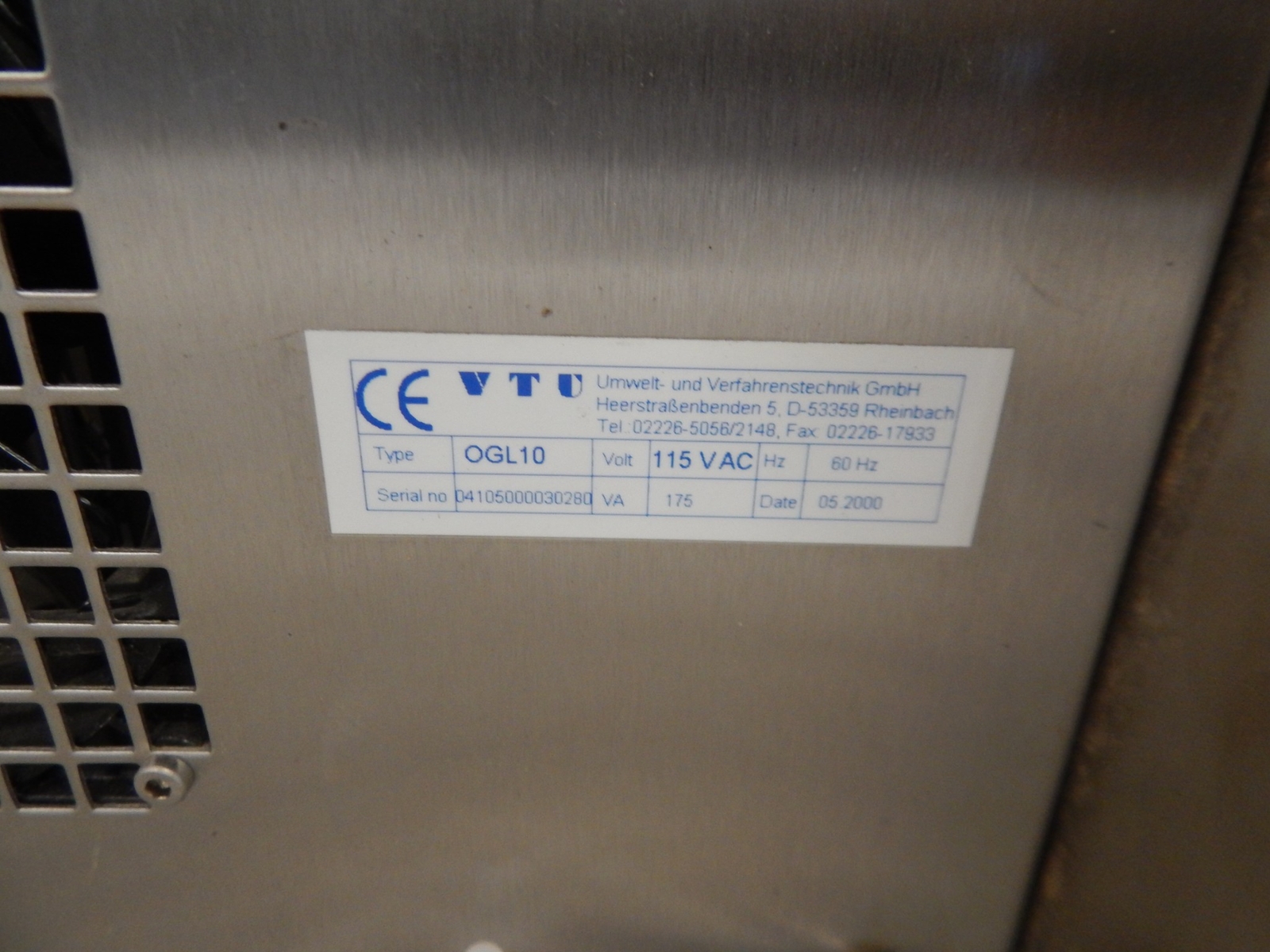 VTU EXPOTECH MODEL OGL10 OZONE GENERATOR (#4471)