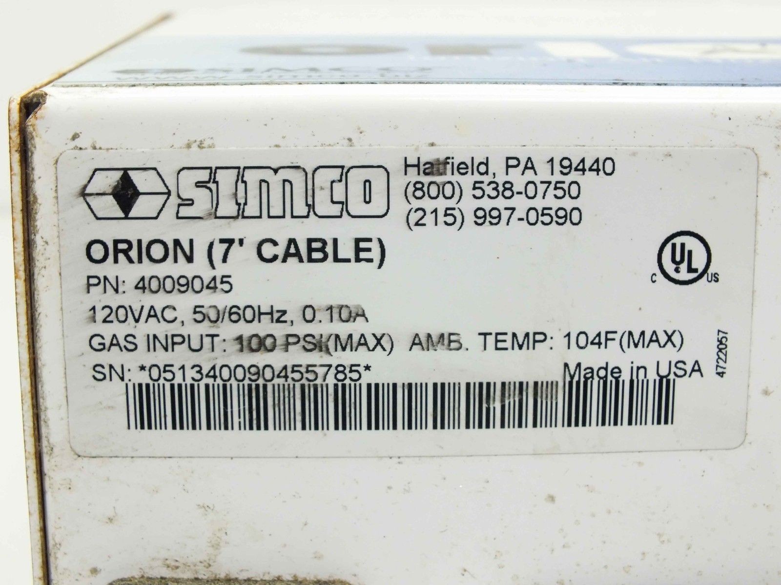 Simco Orion Ionizing Anti-Static Air Nozzle Controller 7ft Cable 4009045