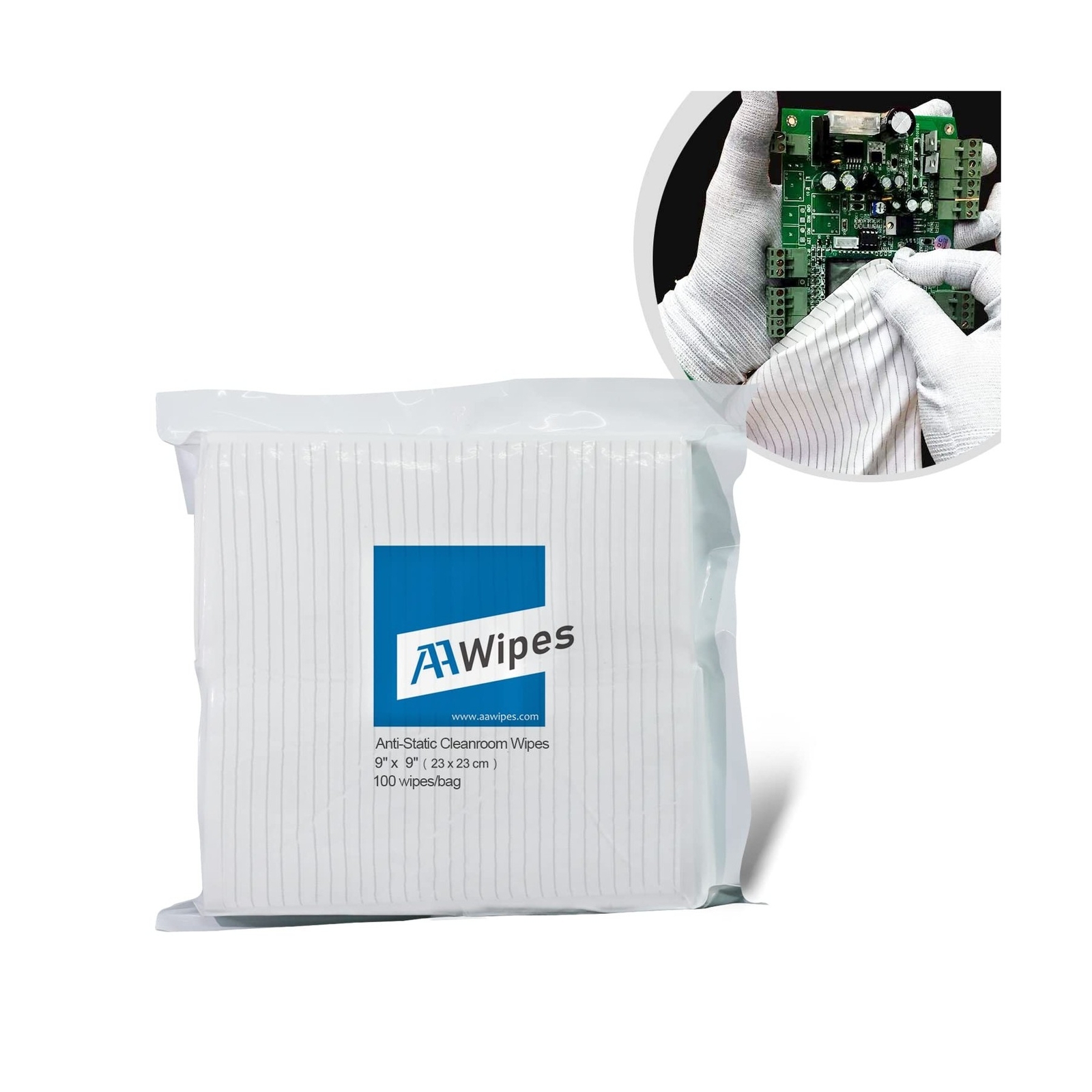 ESD-Safe Wipes (9″x9″, 100 pcs) – Lint-Free Cleanroom Cloth Wipers, Polyester…