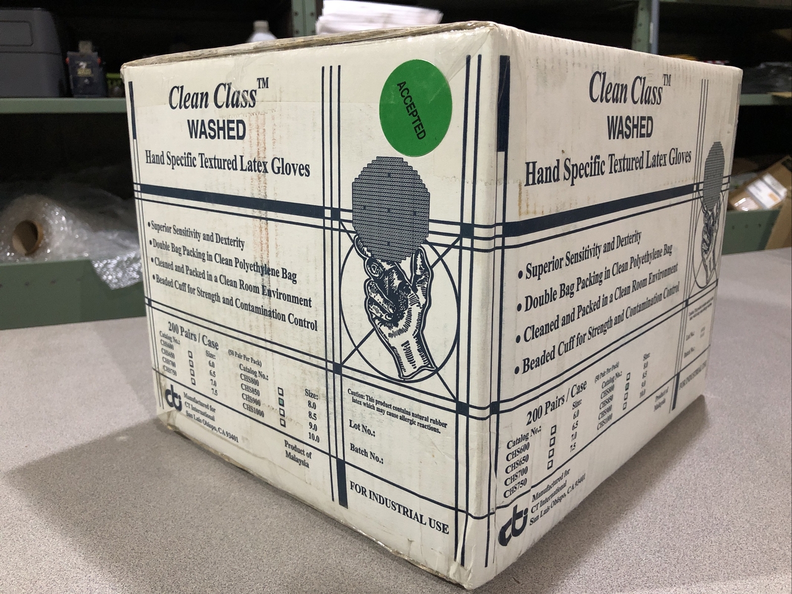 (CASE OF 200) Clean Class Textured Latex Gloves 12″ P/F H/S Class 10 Size: 8.5