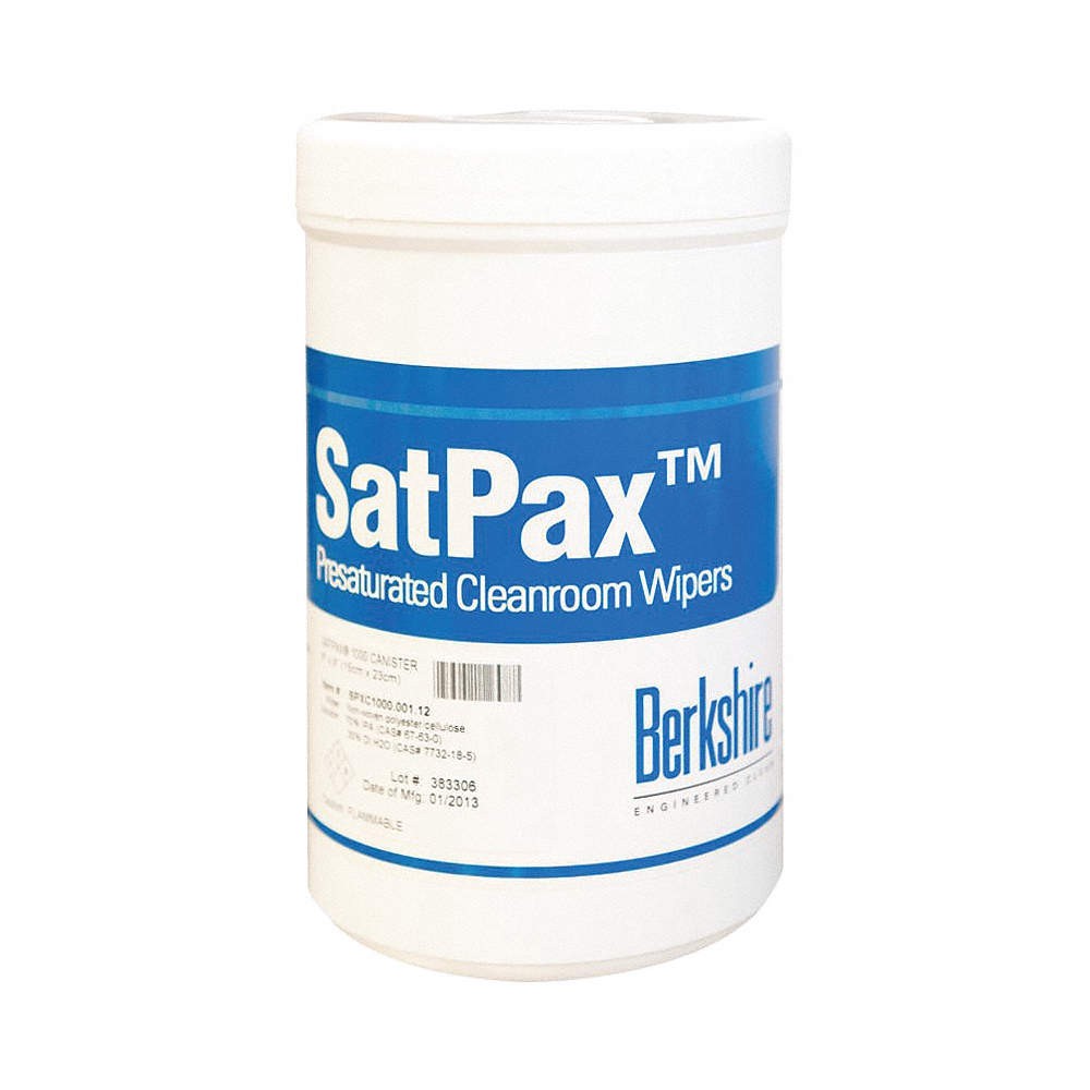 BERKSHIRE SPXC1000.001.12 Cleanroom Prewet Wipes,9″ x 6″,100 ct 46D097