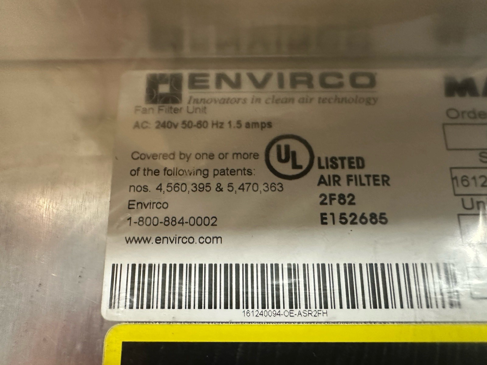 Envirco Mac 10 Air Filter Assembly, 11115-047, 69601-001H, NEW, Ships Freight
