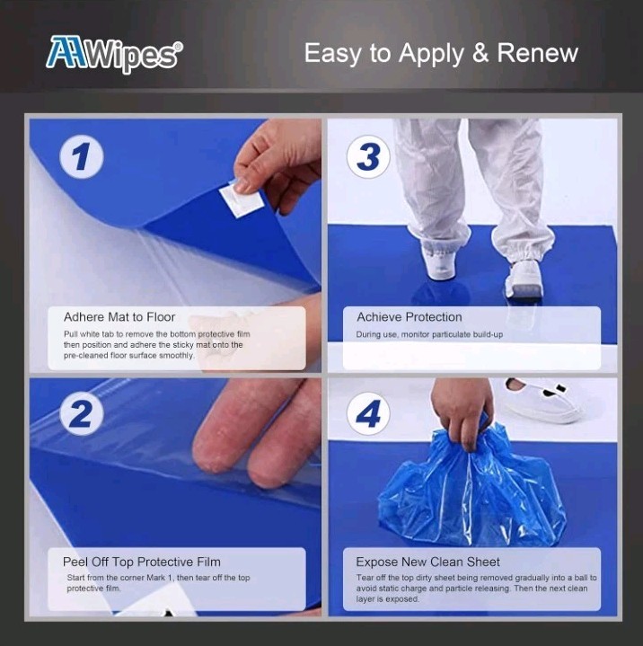 Cleanroom Sticky Mats Tacky Pads 24″ X 36″ 10 Packs Of 30–300 Sheets Total