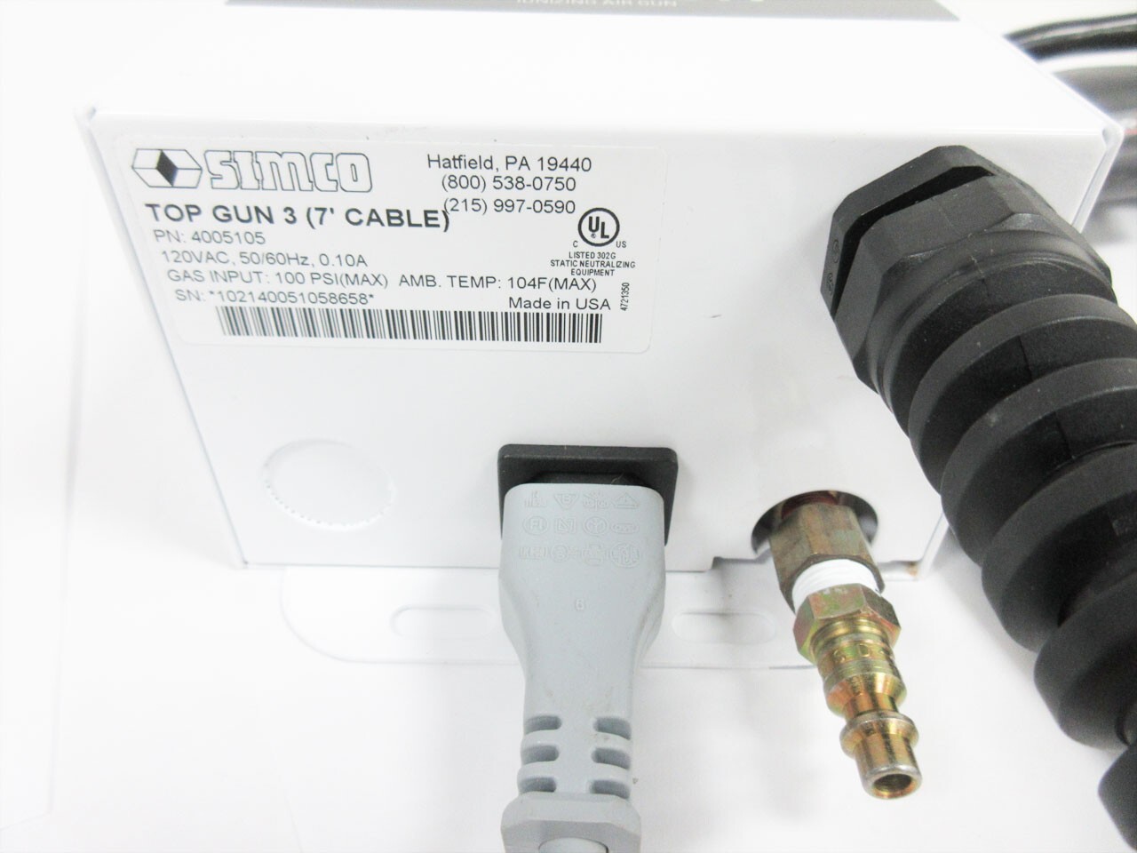 SIMCO-ION 4005105 TOP GUN 3 IONIZING AIR GUN WITH 7′ CABLE