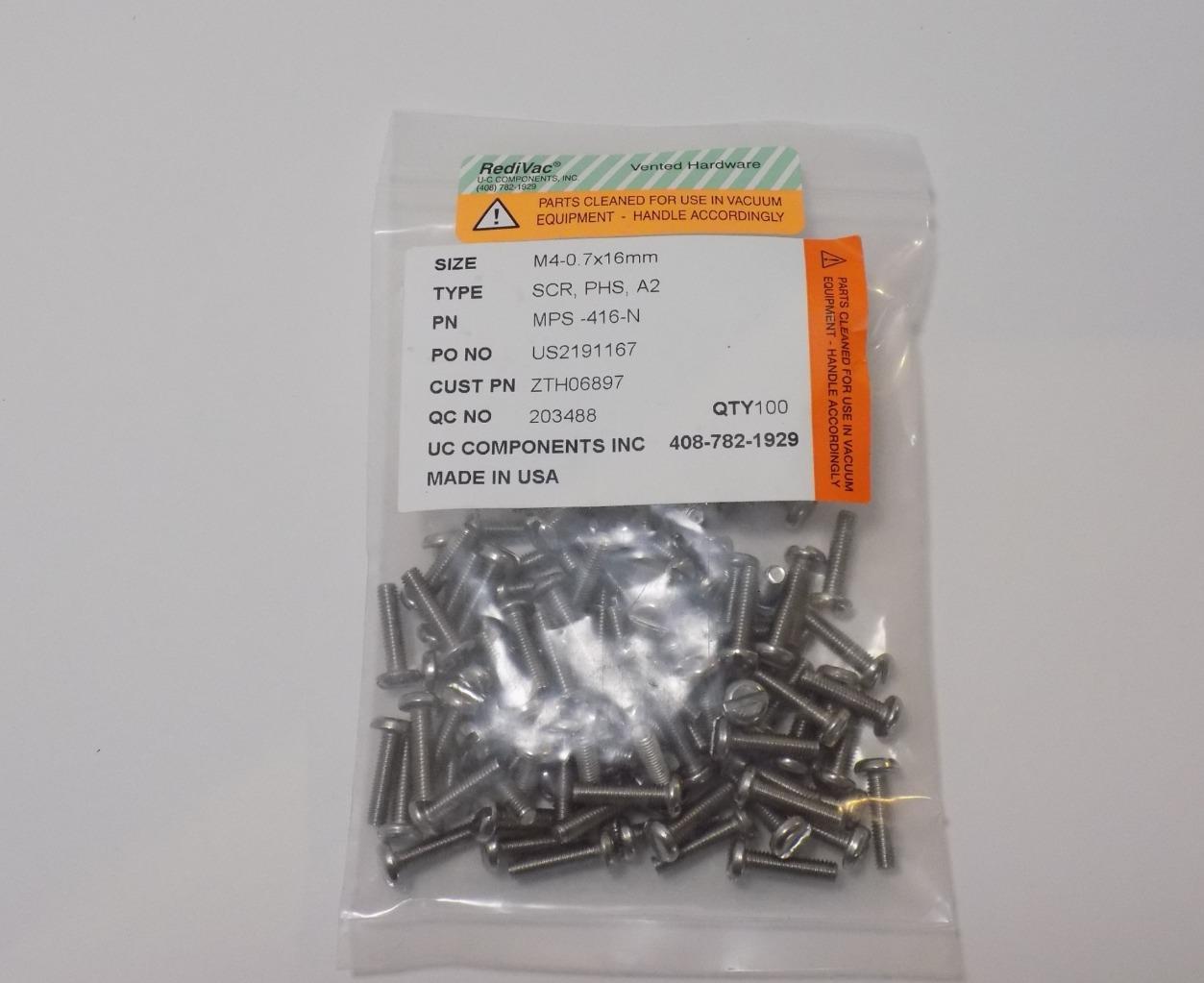 UC Components MPS-416-N Clean Room Screws M4-0.7x16mm 100-Pack