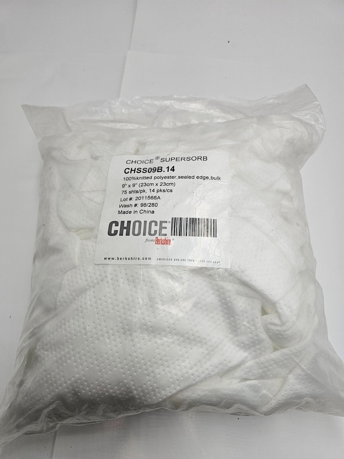 (QTY 75) Berkshire Choice SuperSorb 9″ x 9″ CHSS09B.14 100% Polyester
