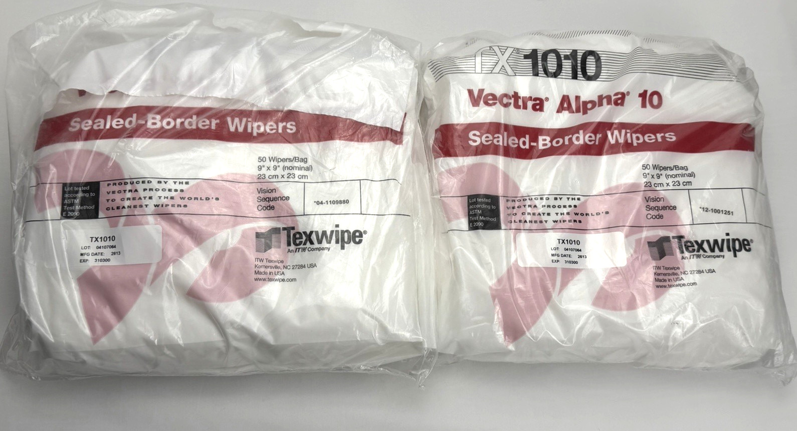 Lot of 200 Texwipe TX1010 Vectra Alpha 10 Dry Cleanroom Wipers Non-Sterile 9″x9″