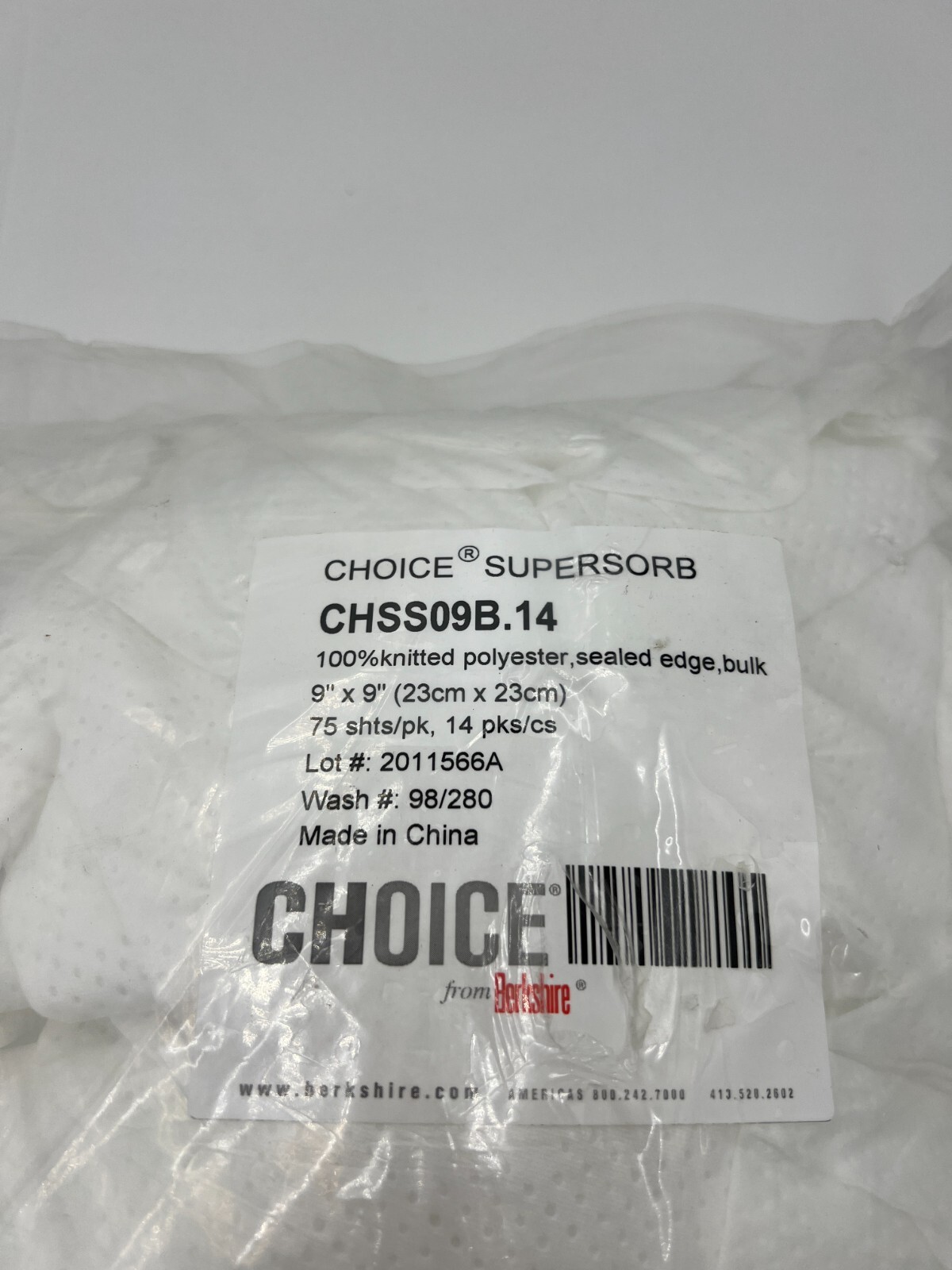 (Pack of 75) Berkshire Choice SuperSorb 9″ x 9″ CHSS09B.14 100% Polyester