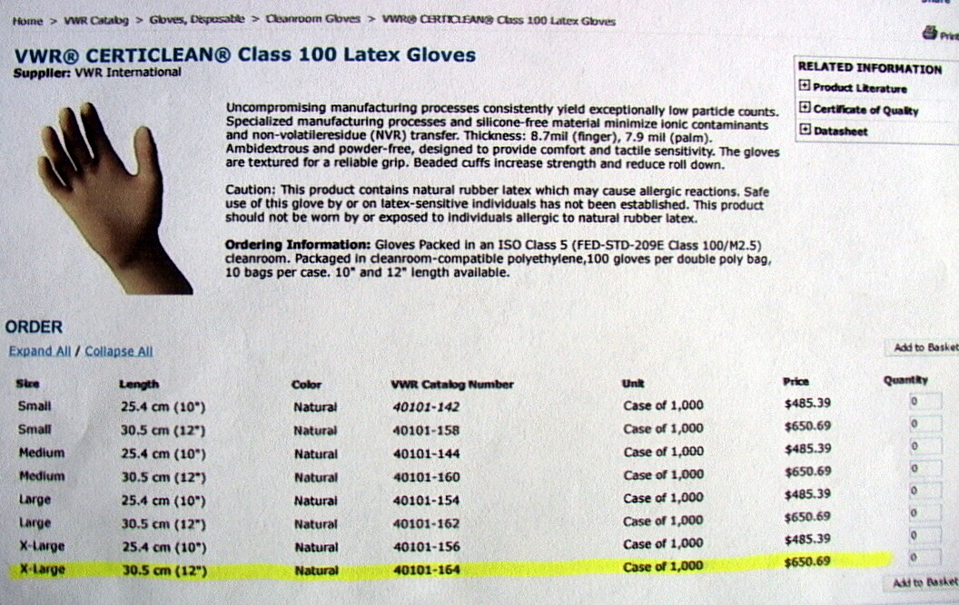 CERTICLEAN CLASS 100 LATEX AMBIDEXTROUS GLOVES 12″ X-LARGE 40104-164 package of