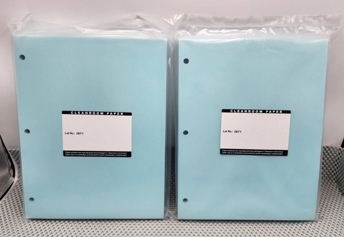 500 SHEETS Cleanroom Paper 8-1/2″ x 11″ LIGHT BLUE Lot No. 2871 (3 Hole Punched)