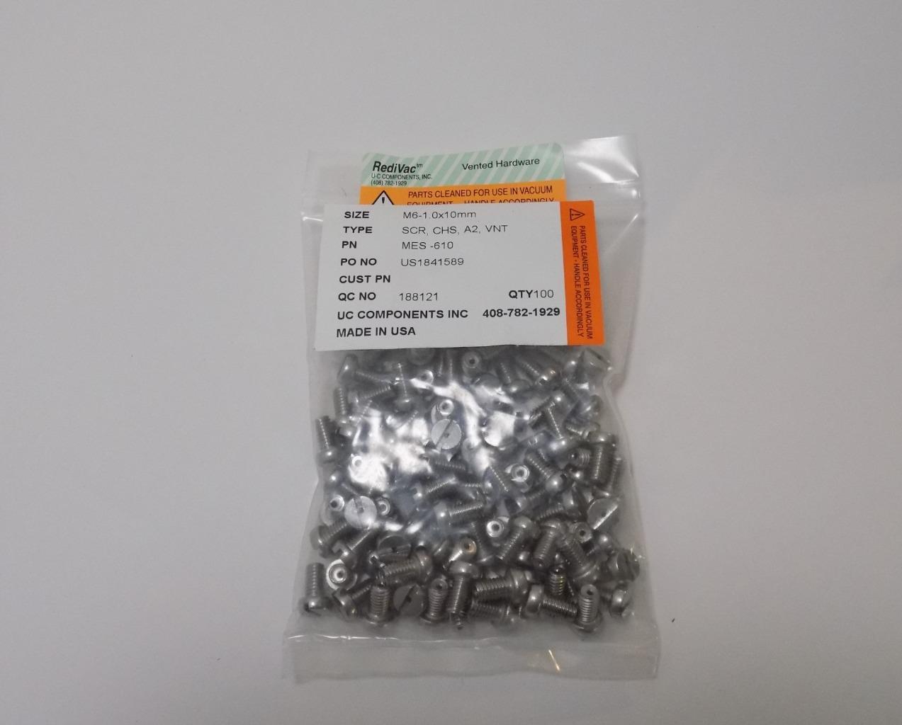 UC Components MES-610 Clean Room Screws M6-1.0x10mm 100-Pack