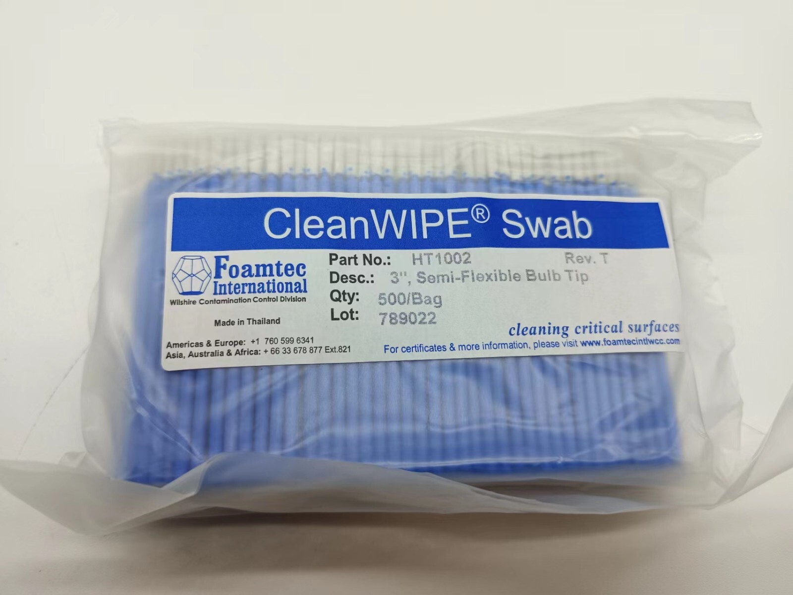 CleanWIPE Swab Foamtec 3″ 500/bag HT1002 New Sealed Semi Flex Bulb Tip Foamtec