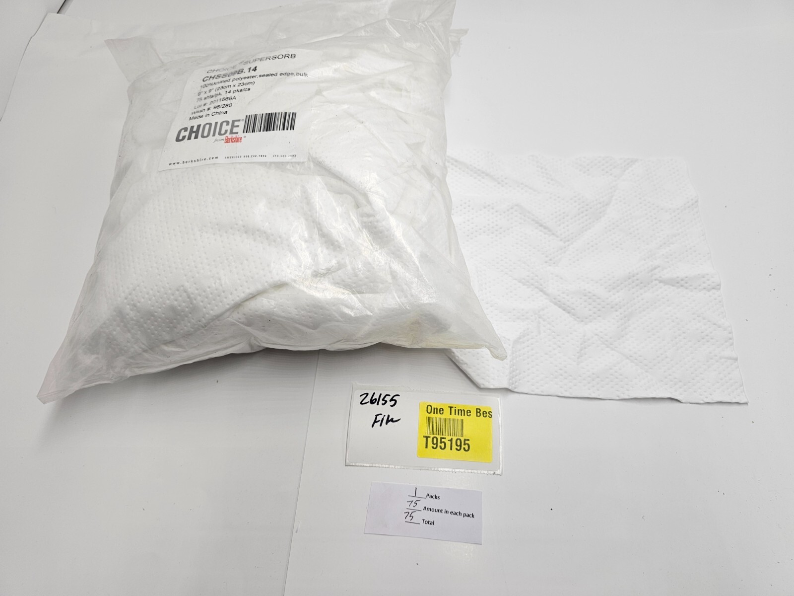 (QTY 75) Berkshire Choice SuperSorb 9″ x 9″ CHSS09B.14 100% Polyester
