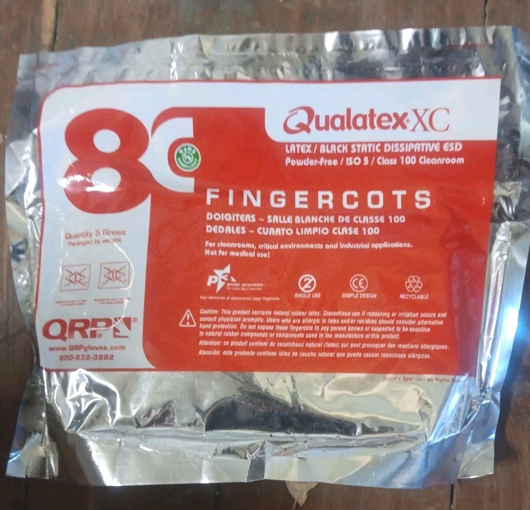 QRP 8C-M Static Dissipative Latex Finger Cot ISO 5 Class 100 5 Gross By Weight