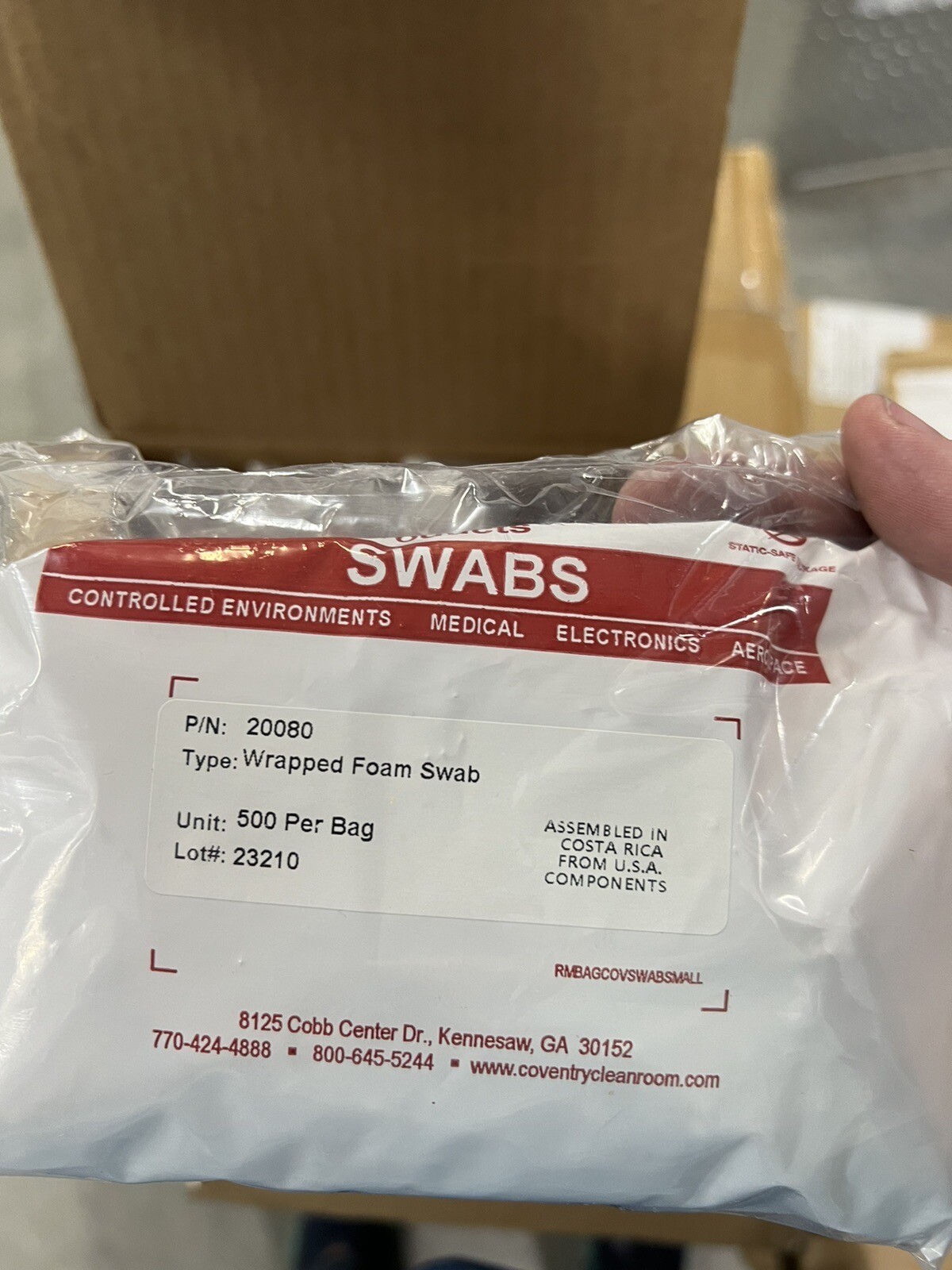 Chemtronics Coventry 20080 Swab,Cleanroom,Polyurethane/Foam,Pk500 White