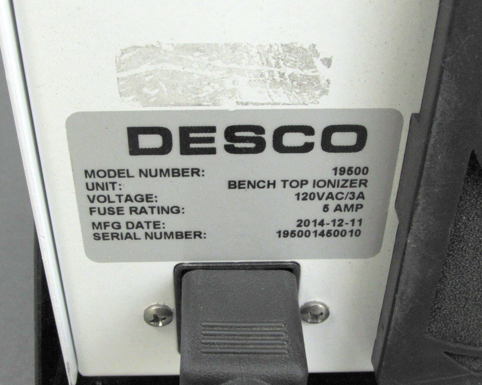 Desco 19500 Bench Top Ionizer/ Blower w/ Heat – 120VAC