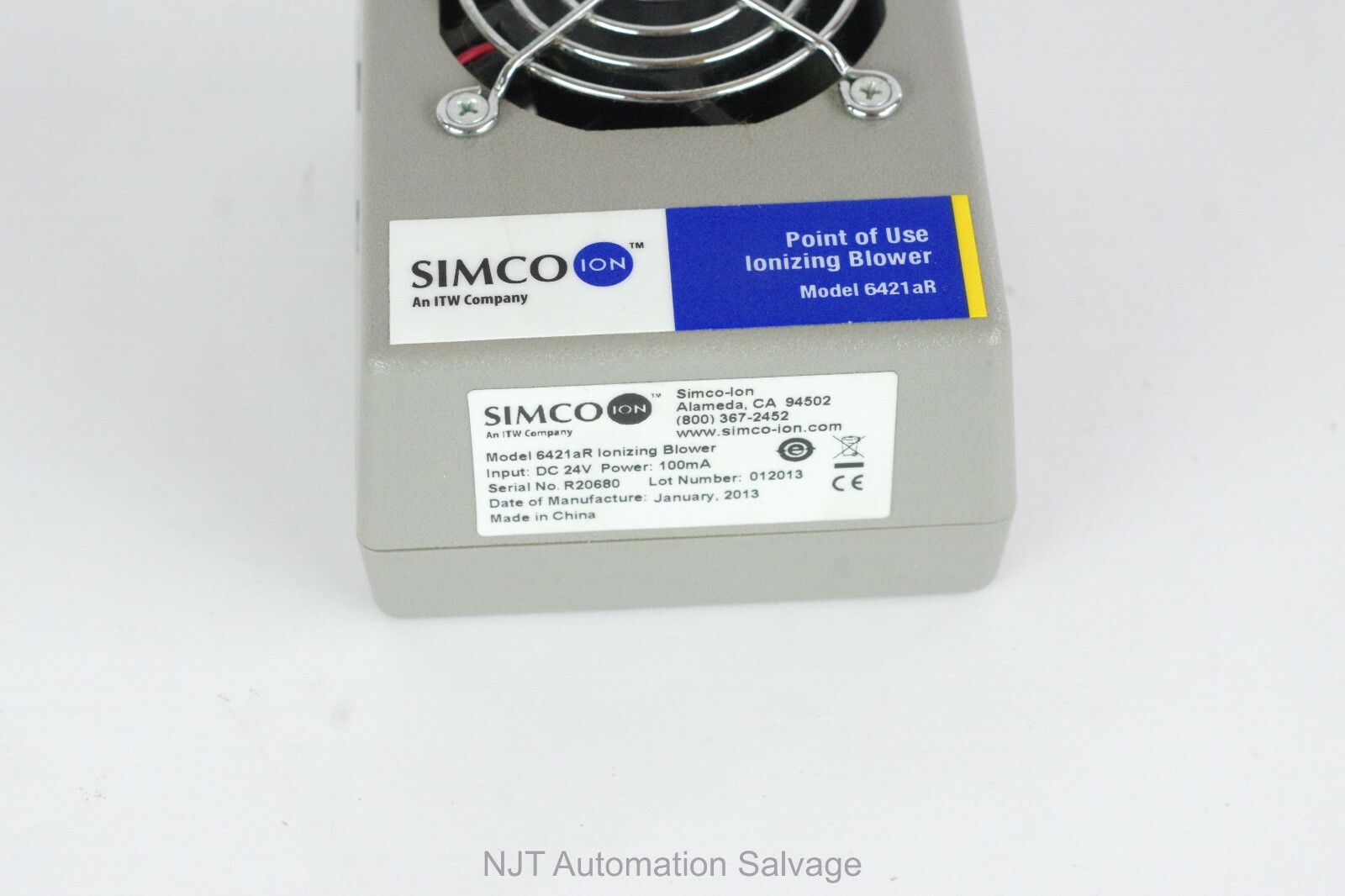 SIMCO-ION IONIZING BLOWER 6421aR 24V DC – Siemens Centaur XP
