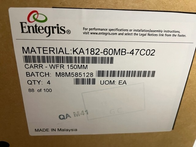 ENTEGRIS / FLUOROWARE 150 mm (6″) Wafer Cassette, PEEK, KA182-60MB-47C02, 4 EACH