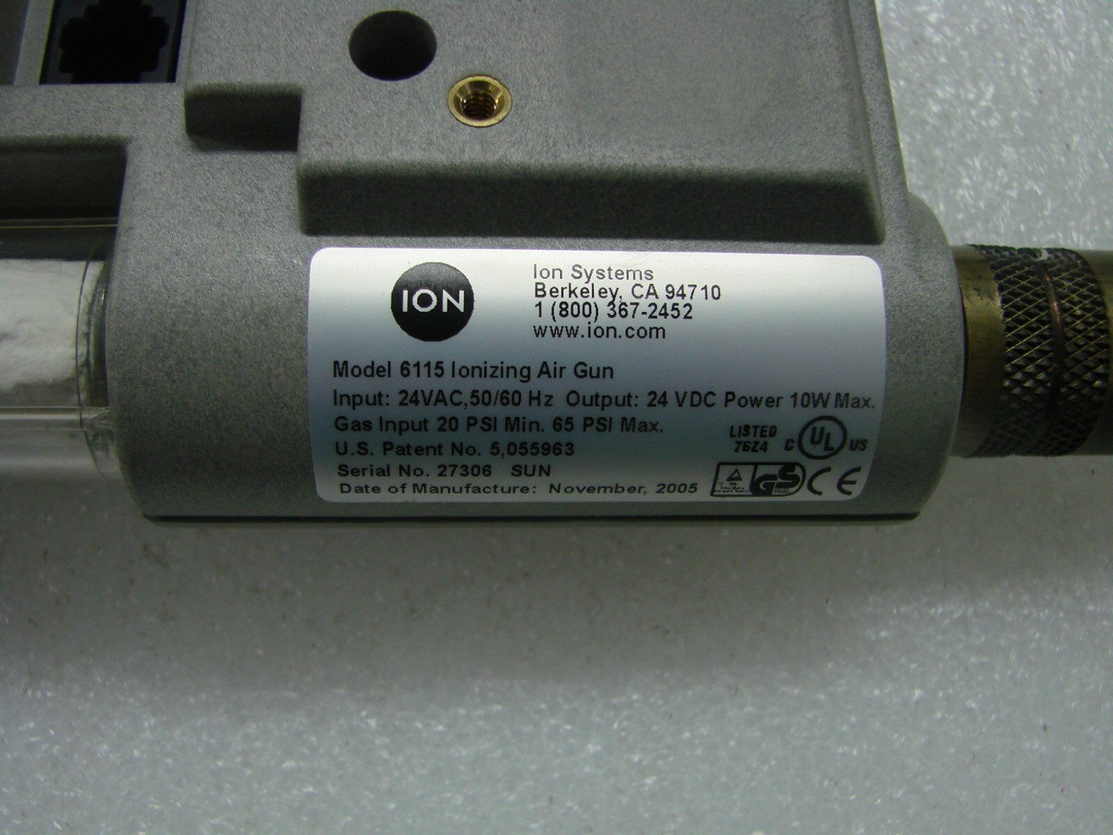 ION AIRFORCE 6115 IONIZING AIR GUN with Power Supply, Cable & Fixtures in Full