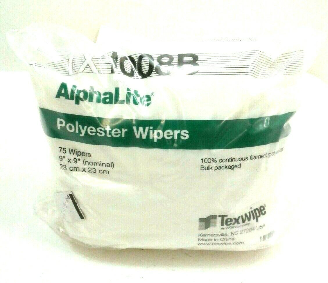 Texwipe TX1008B AlphaWipe Polyester Wipers – 9″X9″ – 2 Pks. 75 Count (150 Total)