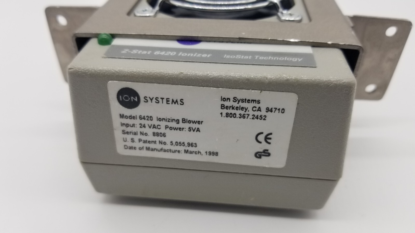 Ion Systems, Zstat 6420 Ionizer Blower with bracket, Used (B)