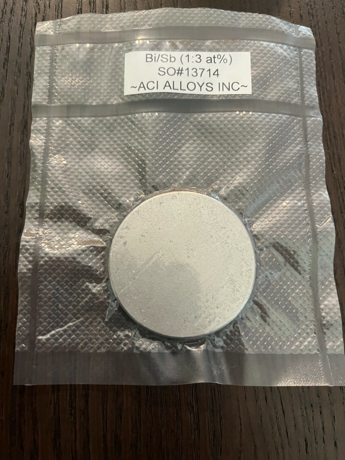 Sputtering Target, BiSb 1/3 at% 2″x.250″