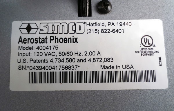 Simco Aerostat Phoenix 4004175 Ionizing Blower