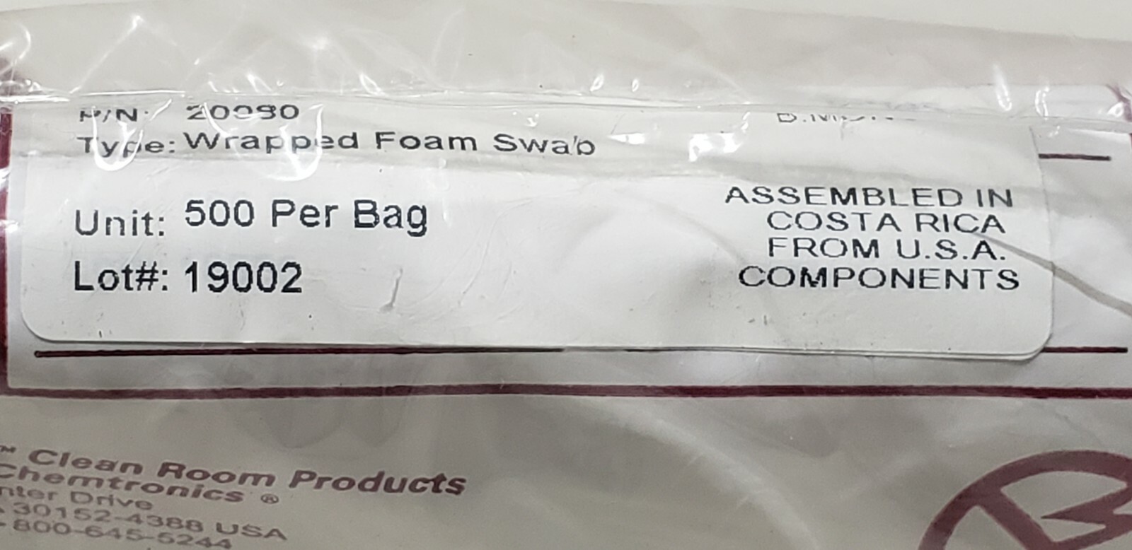 Chemtronics Coventry 20080 Swab,Cleanroom,Polyurethane/Foam,Pk500 White