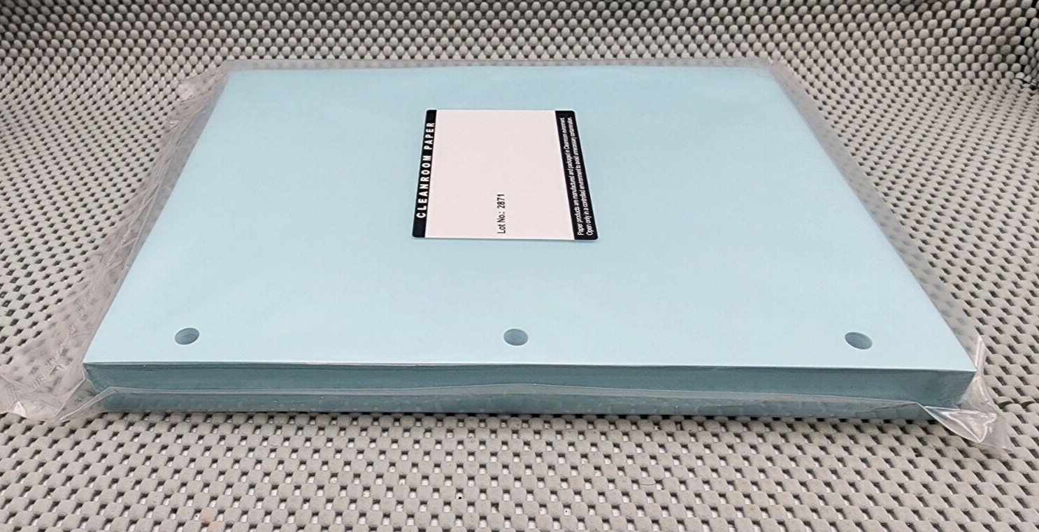 250 SHEETS Cleanroom Paper 8.5″ x 11″ LIGHT BLUE Lot No. 2871 (3 Hole Punched)