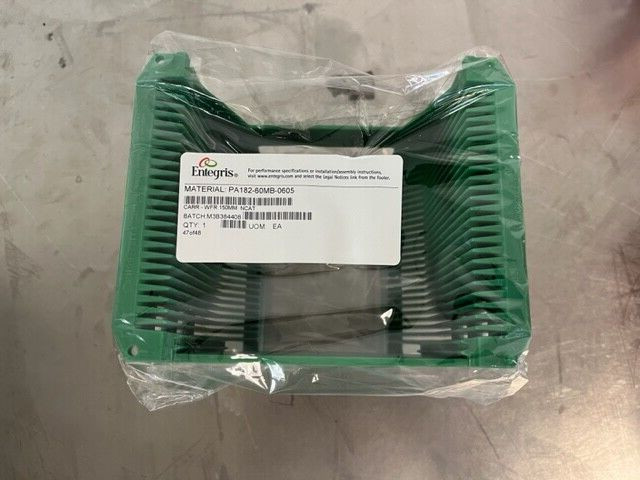 ENTEGRIS 150 mm (6 inch) Wafer Cassette, GREEN, PA182-60MB-0605, NEW.