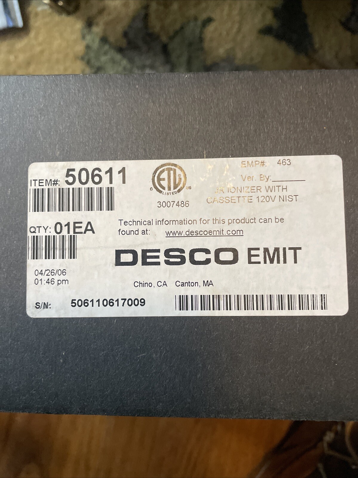 Desco Emit 50611 Portable Ionized Air Blower With Cassette New