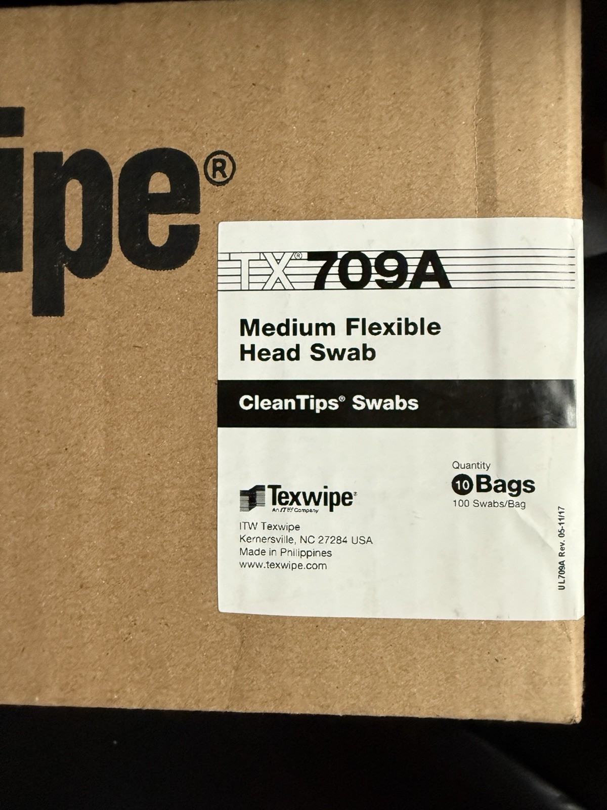 ITW Texwipe TX 709A Closed Cell CleanFoam Medium Flexible Head Swabs 1000 swabs